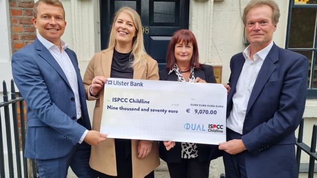Barry O’Dwyer, MD DUAL Ireland, Kate O’Connor, Head of Business Development, DUAL Ireland, Carmen Taheny, ISPCC, Richard Clapham, DUAL Group CEO.