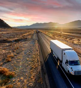 Truck driving down highway