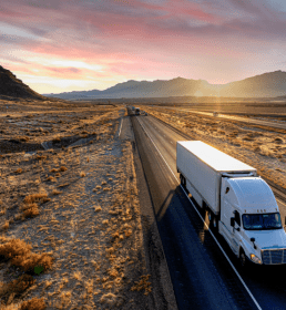 Truck driving down highway