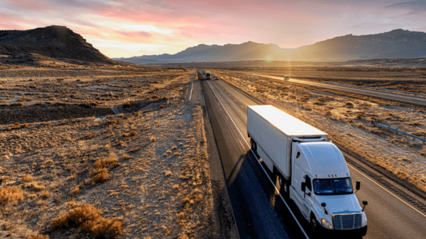 Truck driving down highway
